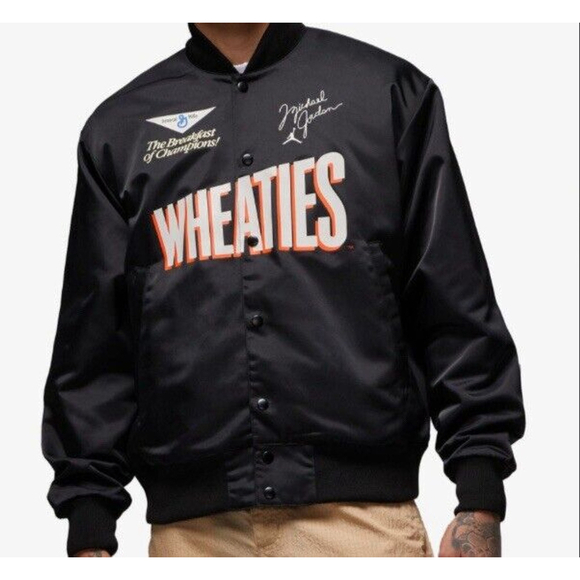 Nike Other - Nike JORDAN LIGHT MVP Men's JACKET 'WHEATIES' DV7578-010 BLACK‎ sz Large